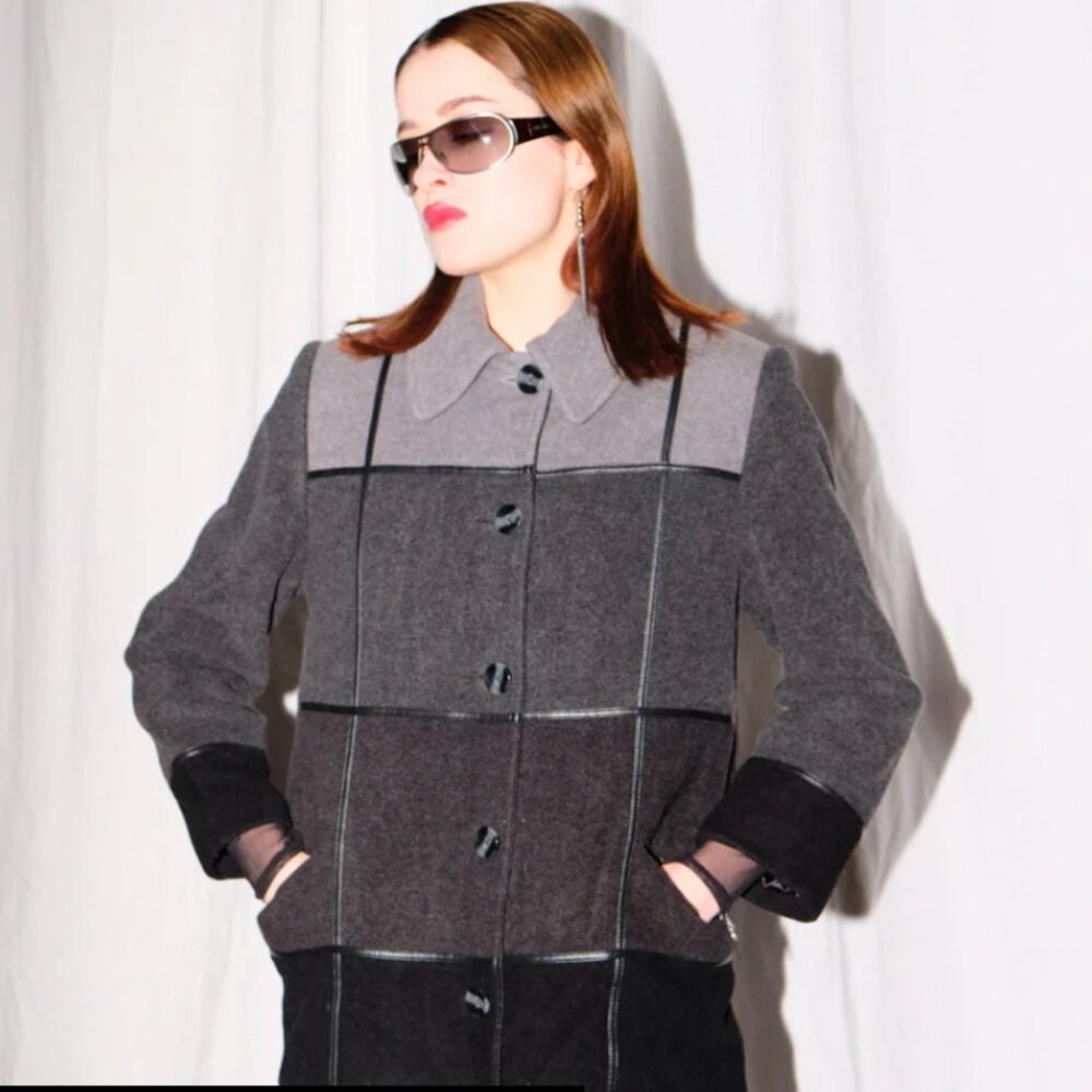 FAZE Multi Tonal Grey Wool Cashmere Coat Size 38-M